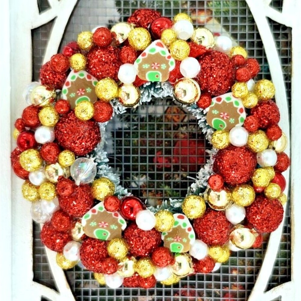 1:12 Dollhouse Miniature Christmas Wreath Handcrafted‎ Gingerbread House OOAK